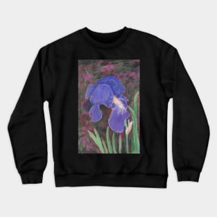 Purple Iris in Colored Pencil Crewneck Sweatshirt